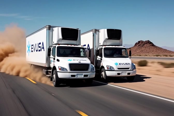 Two EVUSA trucks side by side