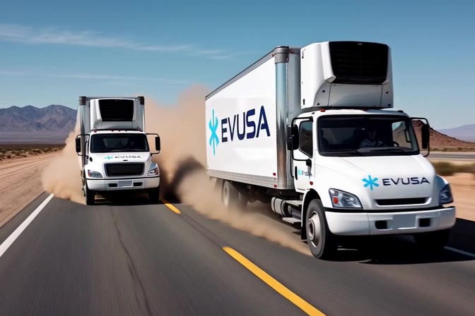 EVUSA truck convoy on highway