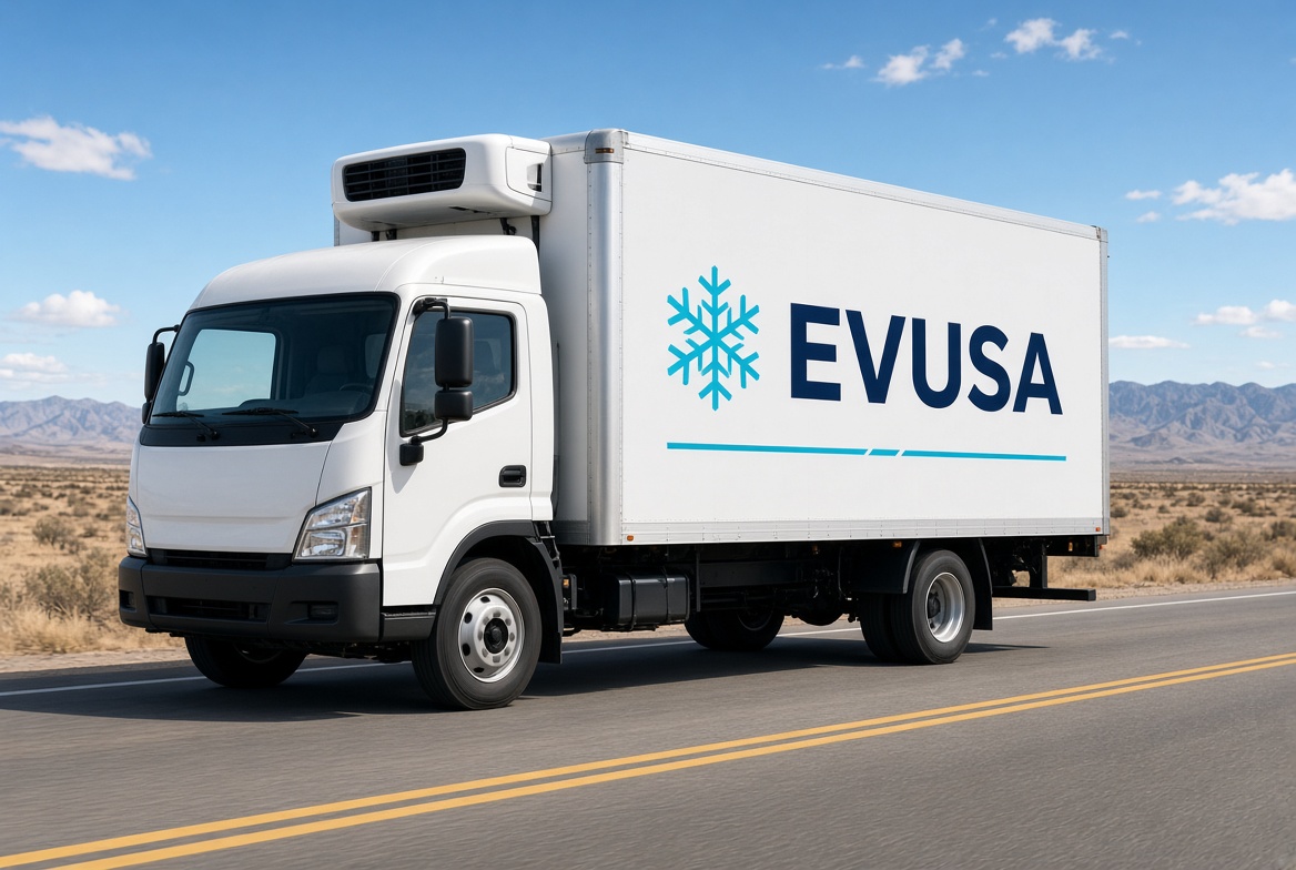 EVUSA branded refrigerated box truck